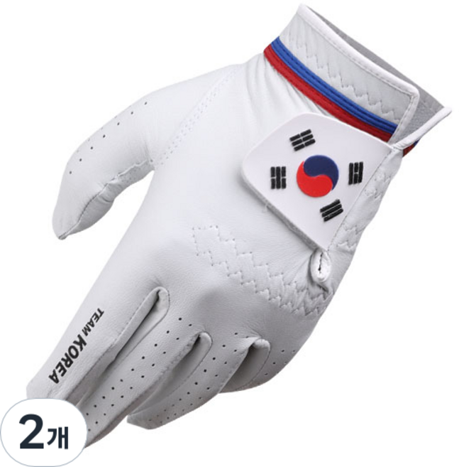 [어베이브] 팀코리아 태극기 국가대표 전체양피 골프장갑, 2개, 화이트