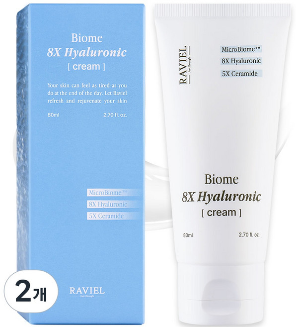 라비엘 바이옴 8X 히알루론산 수분 크림, 2개, 80ml