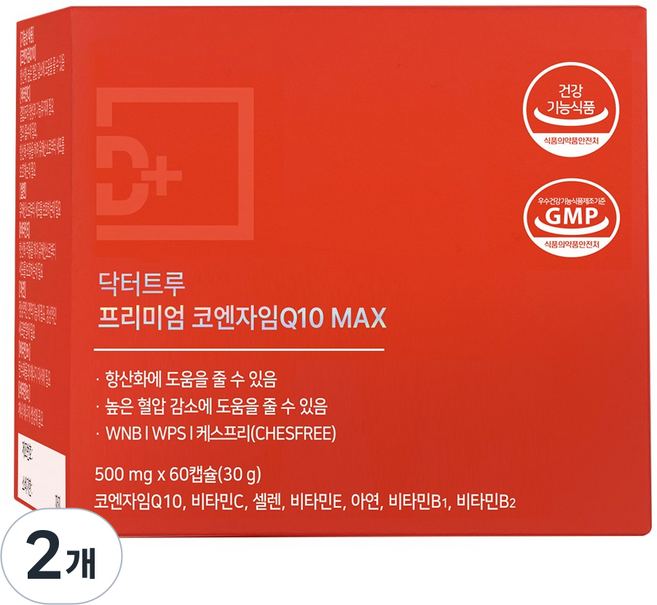 닥터트루 프리미엄 코엔자임 Q10 MAX 코큐텐 혈압 항산화 남성 여성 영양제, 60정, 2개