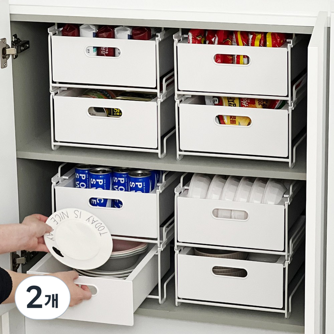[당일출고] 빅사이즈! 루시아이 스택 슬라이딩 팬트리 정리함, 특대형, 2개