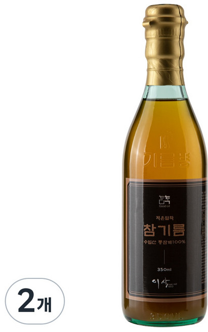 이삭방앗간 45년 전통 저온압착 통참깨 참기름, 2개, 350ml