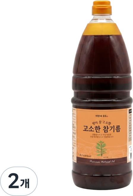 이장네_향이 참 고소한 참진한 참기름 골드_참깨분100퍼센트 _, 2개, 1.8L