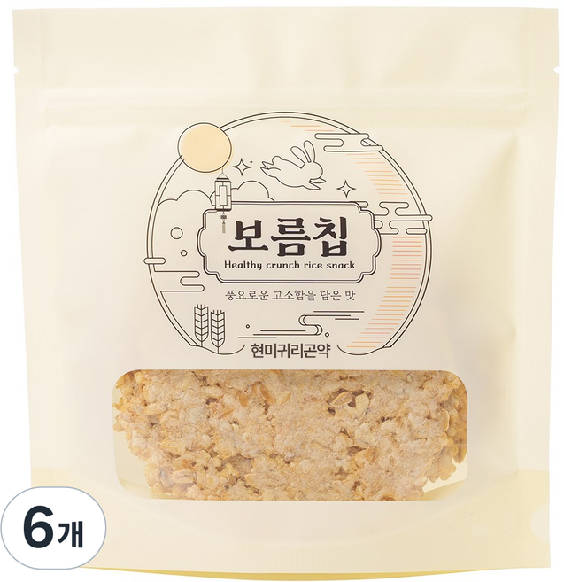 꼬소당 보름칩 현미 귀리 곤약 바삭한 누룽지칩, 6개, 100g