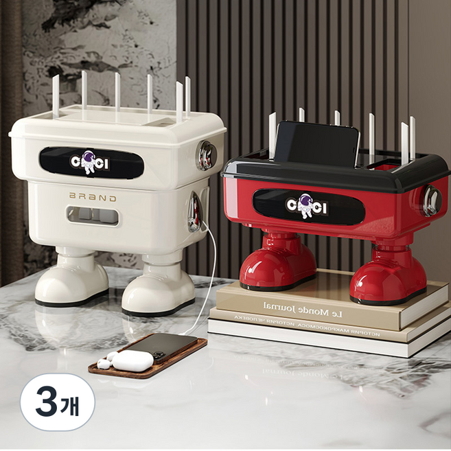 KDNC 공유기 셋톱박스 멀티 정리함, 크림, 3개