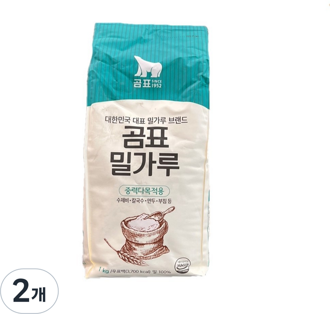 곰표 밀가루 중력 1등 1kg 1개, 2개