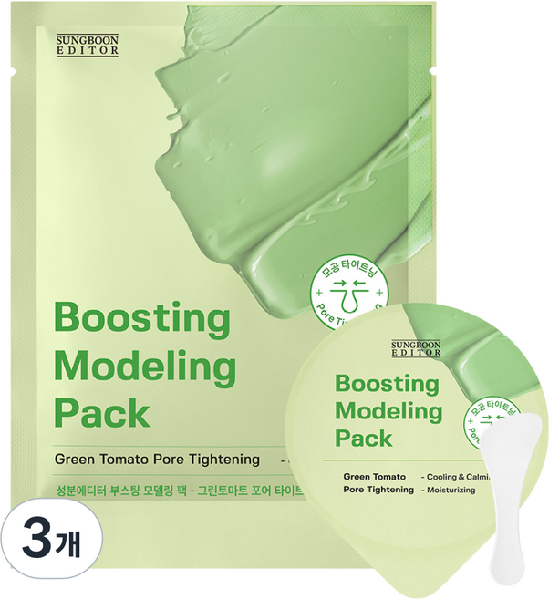 성분에디터 부스팅 모델링 팩 그린토마토 포어리프팅, 3개, 1개입