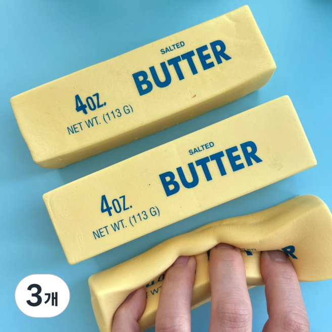 모디앤 버터바 스퀴시 스트레스해소 손장난감, 3개, 버터옐로우