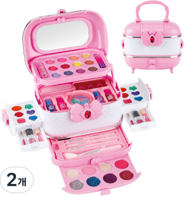 유 아동 장난감 선물 화장놀이 소꼽놀이 메이크업 박스, 2개, 루비 박스