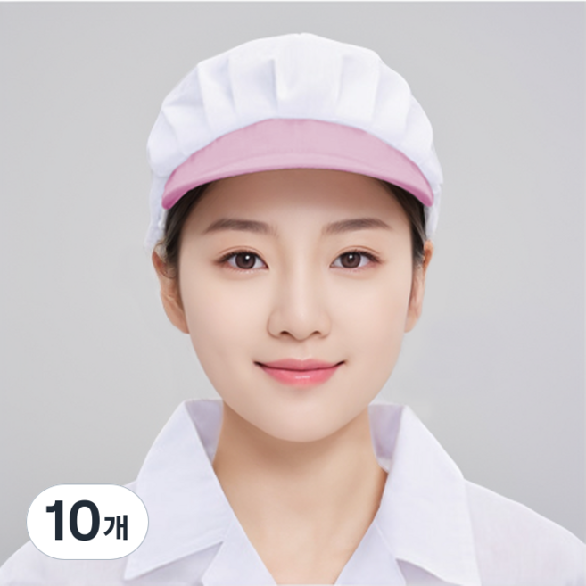 [제로랩] 반망사 주방 급식실 위생모자 4colors, 10개, 핑크