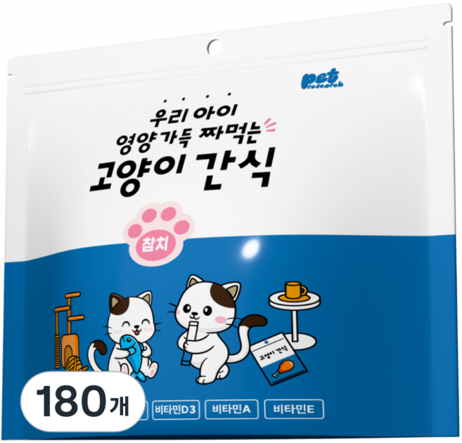 펫리서치 짜먹는 고양이 간식 츄, 참치, 15g, 180개