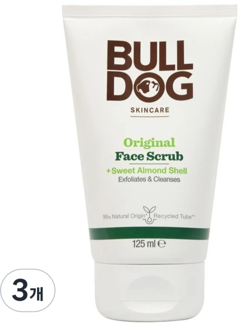 [불독]오리지널 페이스스크럽 (자연유래 남성 스크럽폼), 3개, 125ml - 쿠팡
