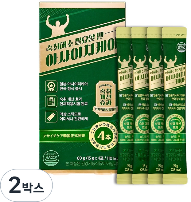 숙취해소제 아사이치케아 액상 스틱형 4포입, 2박스, 60g