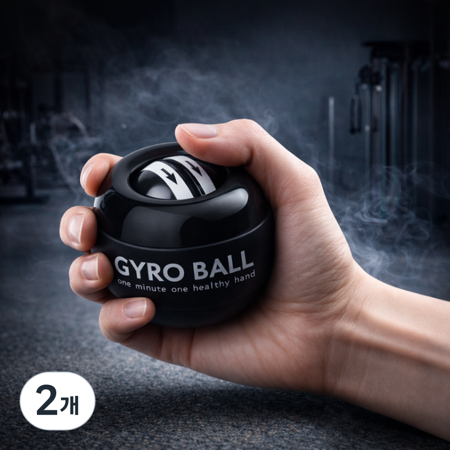 루움 손목강화 전완근폭발 자이로볼, 2개, 블랙