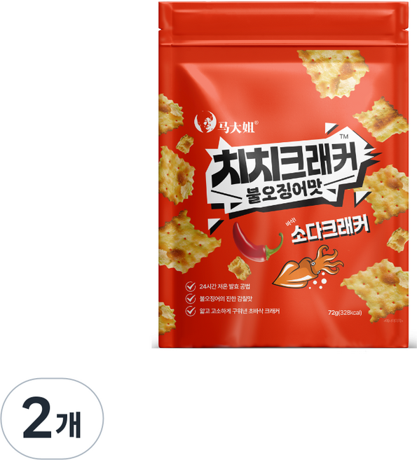 치치크래커 불오징어맛 시즈닝 소다 크래커 간식 맥주안주, 2개, 72g