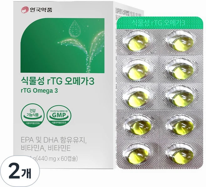 식물성 rTG 오메가, 2개, 60정 - 쿠팡