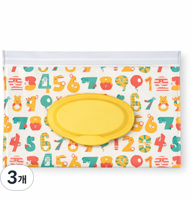 디즈니 캐릭터 물티슈 소분 파우치 방수 케이스, 푸우, 3개