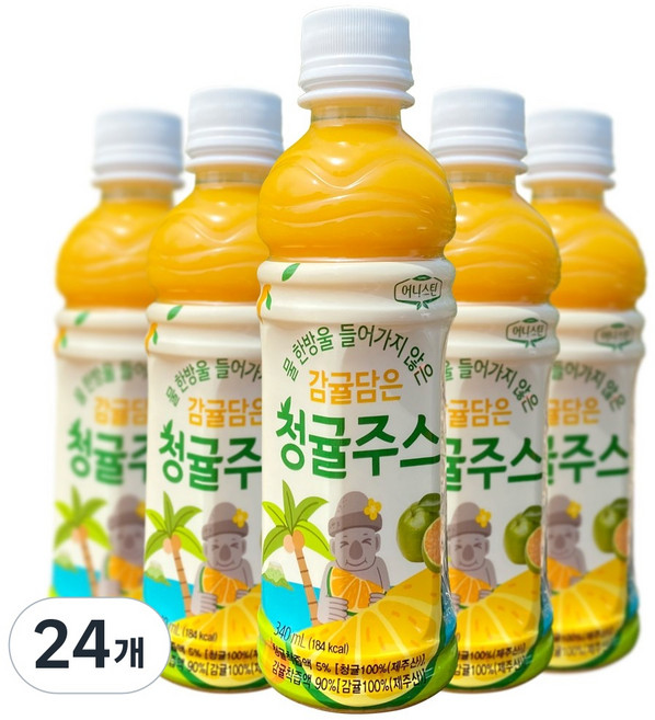 어니스틴 감귤 담은 청귤 주스 제주산 NFC주스 감귤 주스 학교 간식 교회 간식 어린이 주스 어린이집 간식, 24개, 340ml