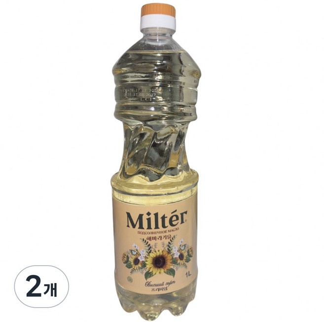 MILTER SUNFLOWER OIL 밀테르 해바라기씨유, 2개, 1L