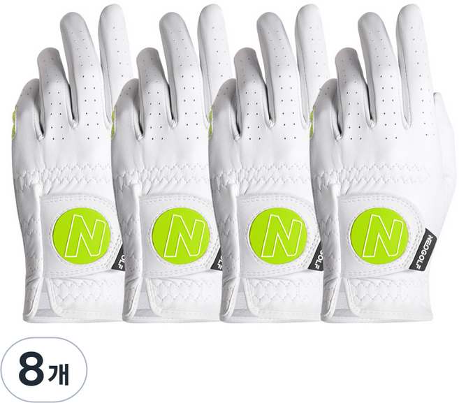네오글러브 JS001 올양피 주니어 왼손 골프장갑 여성 작은손 14호~17호 4장세트, 화이트, 8개