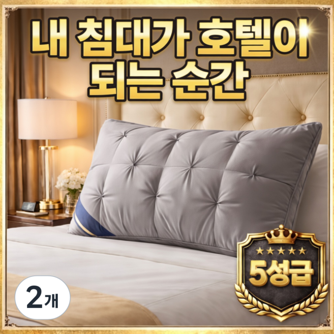 로아나랩 호텔베개 프리미엄 5성급 항균 숙면 베개, 2개, 그레이