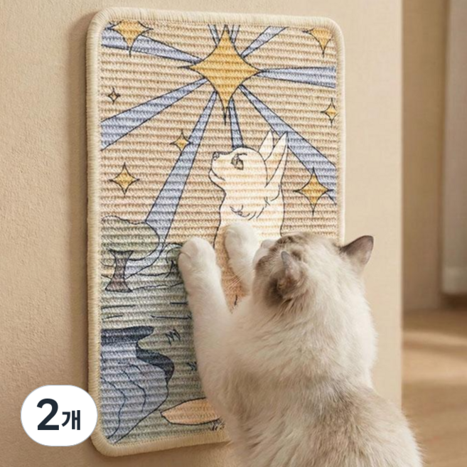 마술사 부착형 사이잘삼 고양이 스크래쳐 가구 벽지 보호, 2개, 스타일A