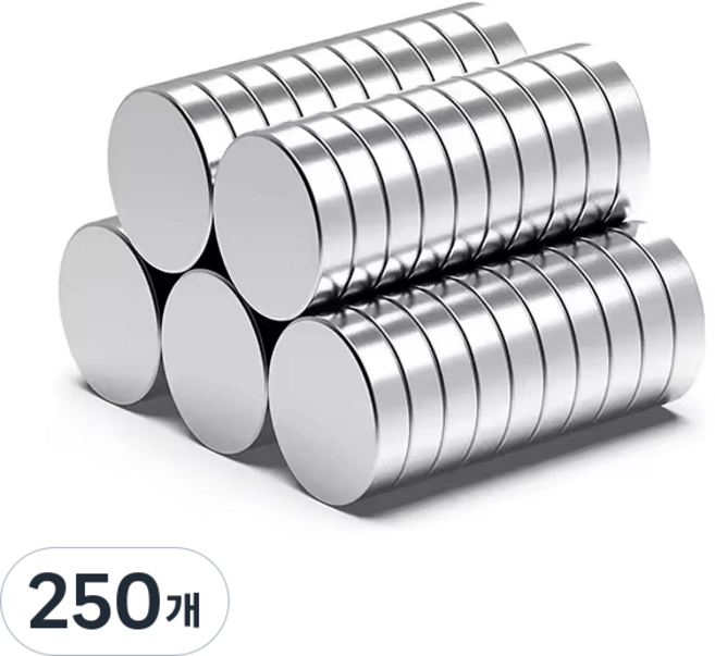 투데이리빙 초강력 네오디움 마그네틱 원형 자석 지름 10mm x 두께 3mm R99948S, 실버, 250개