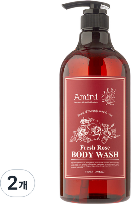 아미니 플라워테라피 바디워시 프레쉬로즈, 2개, 500ml