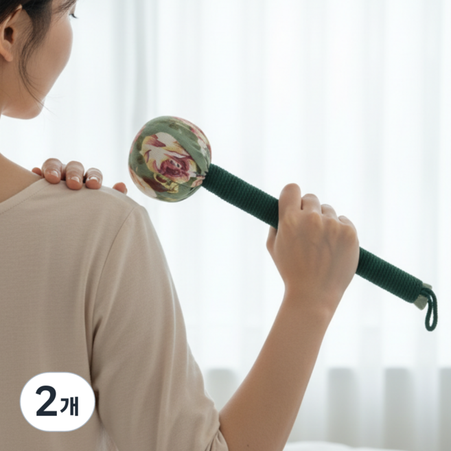 홀리크 두들이 쿠션 안마봉 두드림 전신 마사지봉, 천연 쑥향 그린, 2개