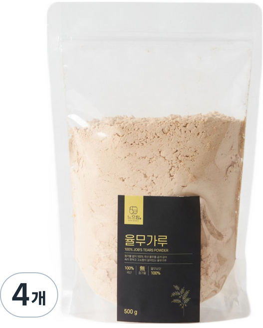 느으림 건강하게 두번 볶은 국내제조 율무가루, 4개, 300g