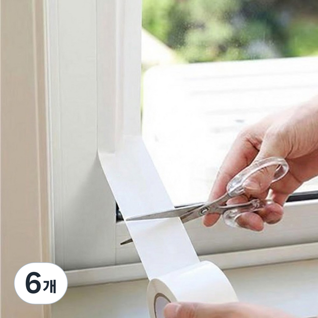 리브포어스 창문 틈새 바람막이 문틈 방풍테이프 바람 소음 차단 방수 대용량 10m, 화이트, 6개