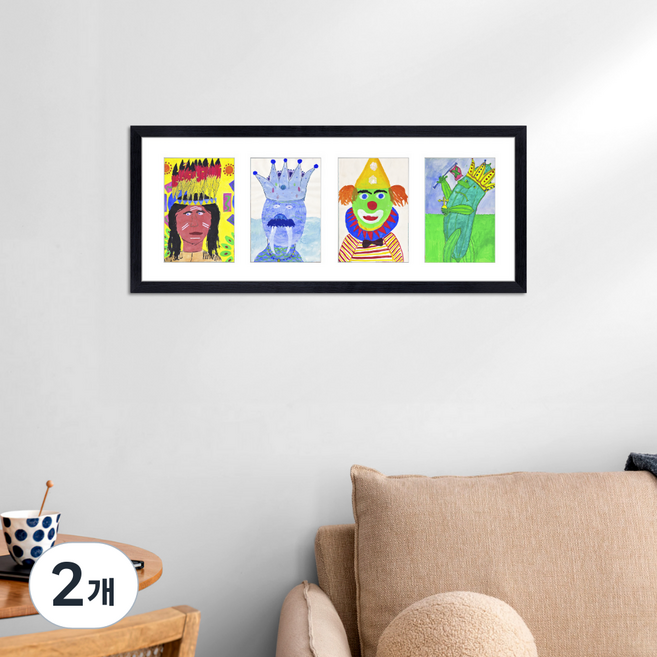 매트액자 분할 액자 벽걸이 액자 프레임 돌잔치 본식 결혼식 가족사진 4x6 5x7, 2개, 블랙