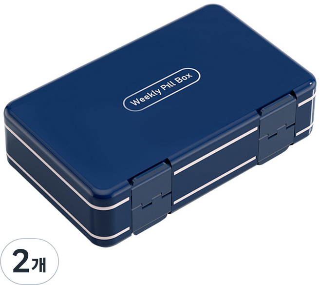 모노치 투엔티포 필박스 알약케이스 요일별 알약통, 필네이비, 2개