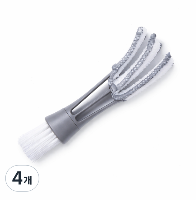차량용 2in1 듀얼헤드 송풍구 틈새 먼지제거 브러시 극세사 에어컨 청소솔, 4개