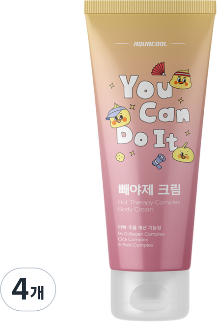 아쿠아쿨 빼야제 크림 / 셀룰라이트 인체시험 완료 바디 슬리밍 발열 주름개선 미백, 4개, 120ml