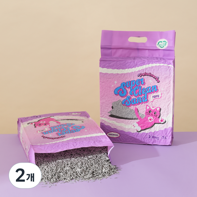 펫니버스 슈퍼클린샌드 그린어스레시피 차콜 두부모래 극세입자 1.5mm, 무향, 2개, 2.8kg