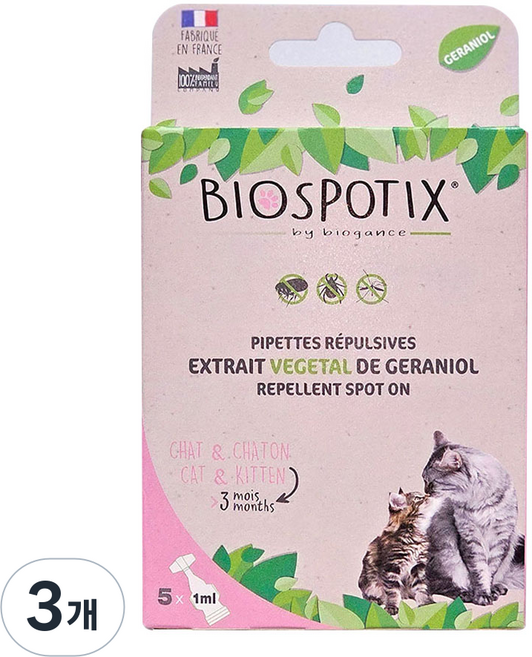 바이오스팟틱스 고양이용 스팟온, 5ml, 3개