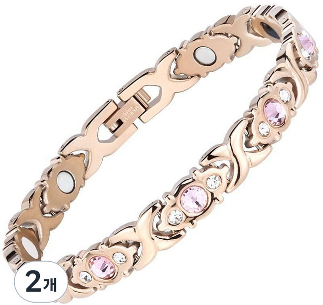 선호그룹 희토류팔찌 게르마늄 골프 희토류건강 희토류원석 남녀공용 스타일 목걸이 희토류 팔찌, 로즈골드, 2개