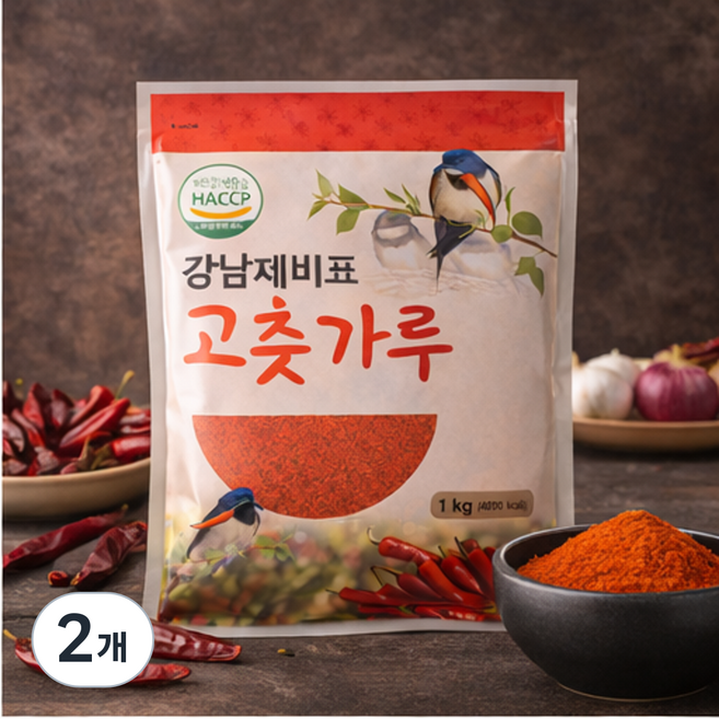 고춧가루 중간굵기 김장용 한식용 양념용 매운맛, 2개, 1kg