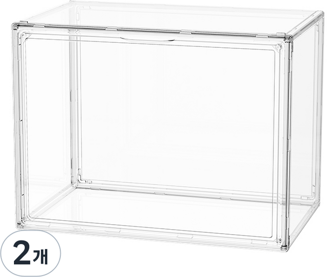하이텍윙 아크릴 적층형 수납함 앞오픈 정리함 신발/소품 보관함 36x28x22cm, 투명, 2개