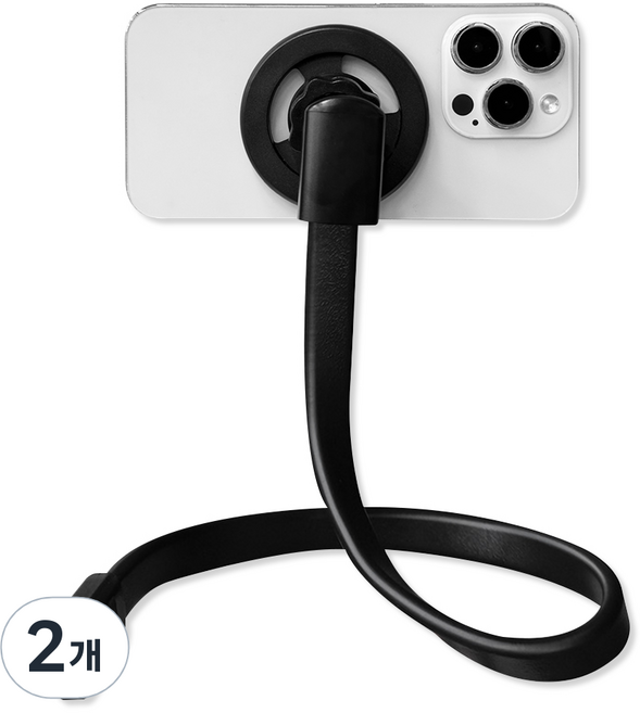 스마트폰 360도 회전 맥세이프 자바라 코브라 로프 거치대, 2개, 블랙