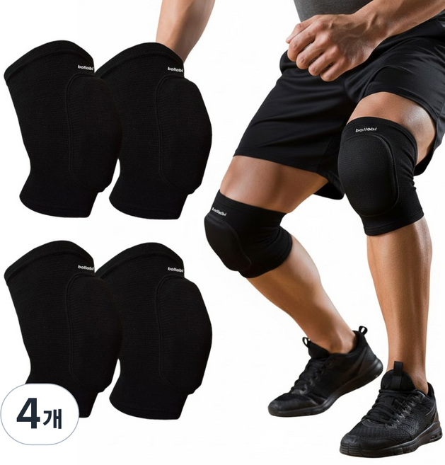 [쫀쫀하고통기성갑] 군인 무릎보호대 팔꿈치보호대 세트 군대 입대 훈련소 준비물 각개 전투 엘보 보호대, 블랙, 4개