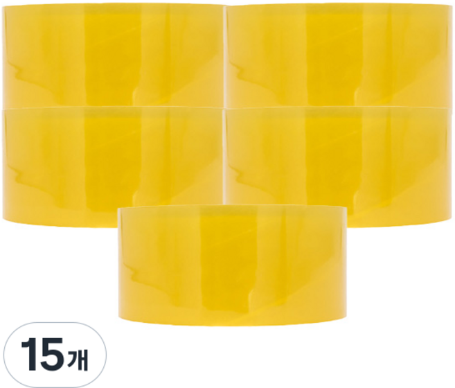 오공 한국산 경포장 투명 박스 테이프 OPP 포장 테이프 65M, 15개