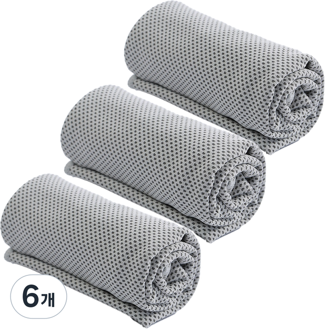 노스바이크 쿨타올 건식 스포츠타올, 그레이, 6개