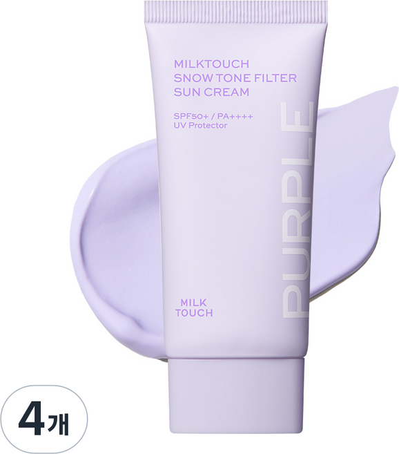 밀크터치 스노우 톤 필터 선크림 SPF50+ PA++++ 02 오로라 퍼플, 4개, 50ml