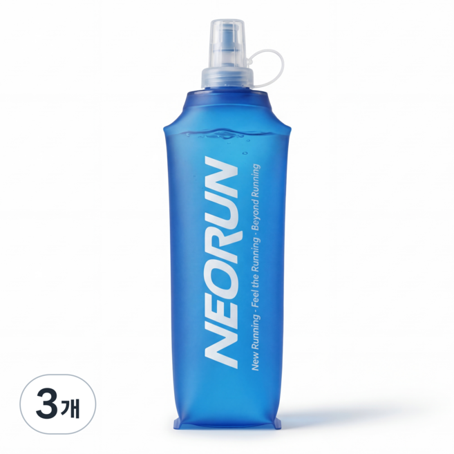 네오런 접이식 러닝물통 소프트 플라스크, 3개, 500ml, 블루