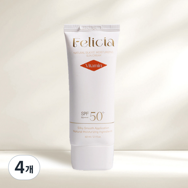 펠리샤 내추럴 실크 핏 SPF50+ PA++++수분 비타민 선크림, 4개, 60ml