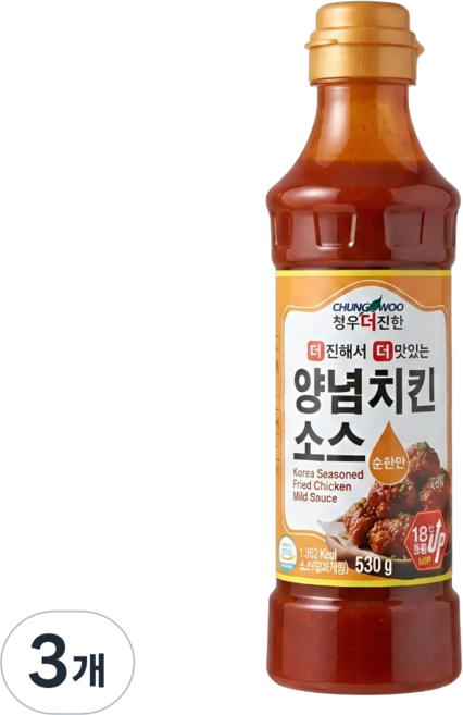 청우 양념치킨(순한맛)530g, 3개, 530ml