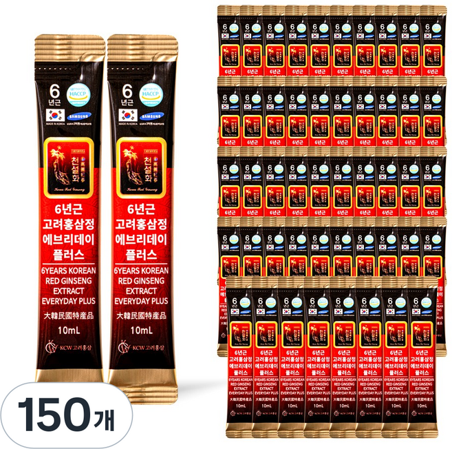 6년근 홍삼 스틱 진액 실속형 끝판왕 에브리데이 플러스, 150개, 10ml