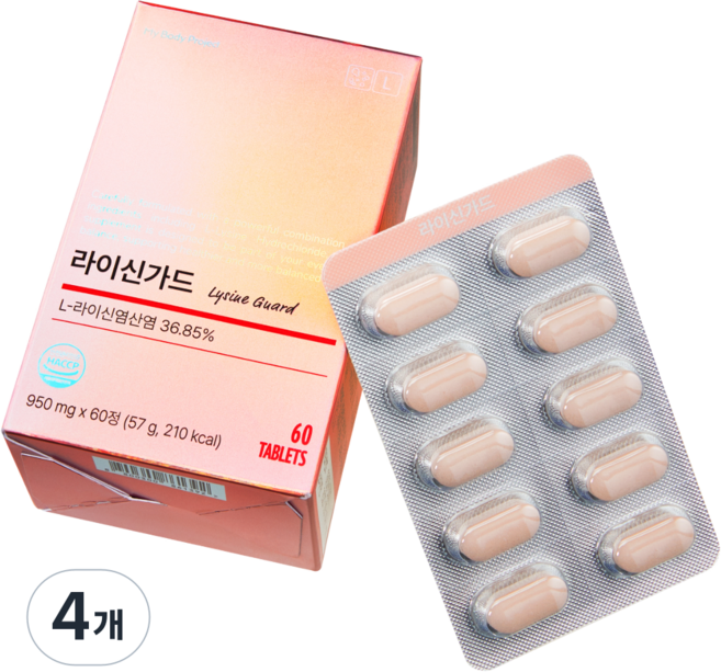 라이신가드 재발예방 L-LYSINE 라이신, 4개, 60정