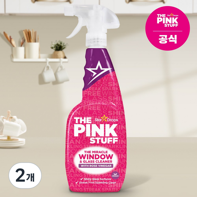 핑크스터프 윈도우 글라스 클리너, 750ml, 2개